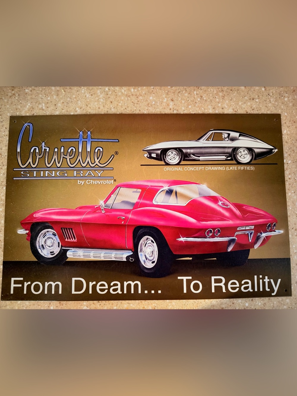 Corvette Sting Ray ‘From Dream to Reality’ Tin Sign